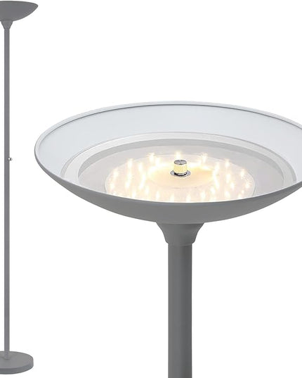 BoostArea Torchiere Floor Lamp, 24W Super Bright LED Standing Lamp, Stepless Dimmable Pole Lamp with 3000K Lighting, Rotary Switch, 70 Inch Tall Metal Modern Floor lamps for Living Room/Bedroom Gray - LeafyLoom