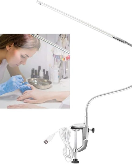 Desk Lamp with Clamp,Desk Lamp Clip on Lamp,LED Eye-Caring Desk Lamp with USB Rechargeable Reading Lights,Task Table Lamps,Foldable Bed Lamp,360° Swivel Desk Lamp for Manicure,Reading,Tattoo Light - LeafyLoom