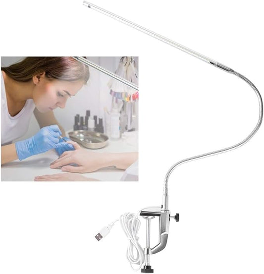 Desk Lamp with Clamp,Desk Lamp Clip on Lamp,LED Eye-Caring Desk Lamp with USB Rechargeable Reading Lights,Task Table Lamps,Foldable Bed Lamp,360° Swivel Desk Lamp for Manicure,Reading,Tattoo Light - LeafyLoom