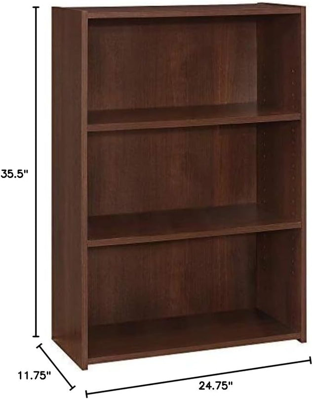 Monarch Specialties I BOOKCASE-36 H/Cherry with 3 Shelves Bookcase, Red - LeafyLoom