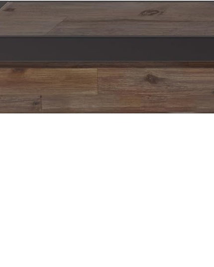 SIMPLIHOME Erina SOLID WOOD and Metal Modern Industrial 72 inch Wide Home Office Desk, Writing Table, Workstation, Study Table Furniture in Rustic Natural Aged Brown with 2 Drawers - LeafyLoom