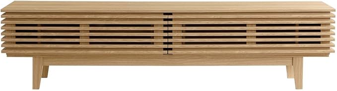 Modway Render Mid-Century Modern Low Profile 71 Inch TV Stand in Oak, 71" - LeafyLoom