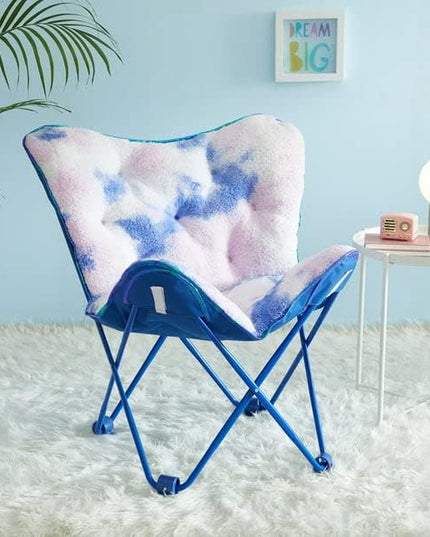 Heritage Kids Sherpa Butterfly Chair, Blue - LeafyLoom