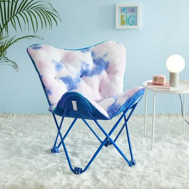 Heritage Kids Sherpa Butterfly Chair, Blue - LeafyLoom