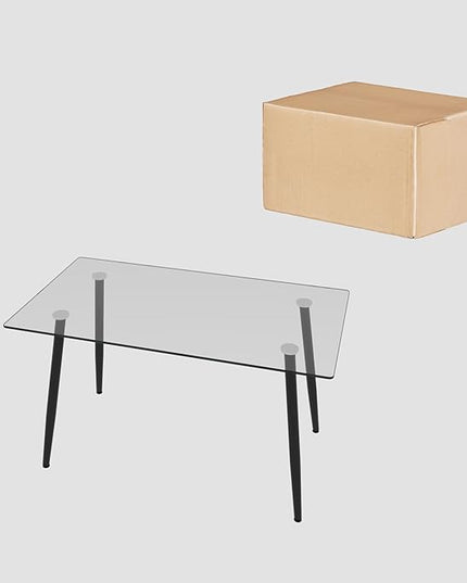 NicBex 51.18Inch Rectangular Dining Table,Modern Kitchen Table with Tempered Glass Tabletop and Black Metal Legs for 6 to 8,Large Dining Room Table for Kitchen,Meeting Room and Living Room,Transparent - LeafyLoom