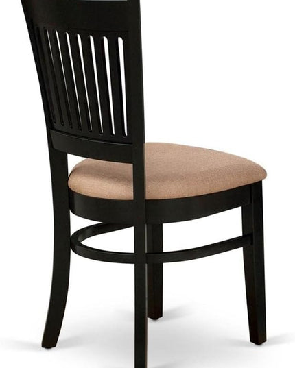East West Furniture Vancouver Dining Linen Fabric Upholstered Wood Chairs, Set of 2, Black - LeafyLoom