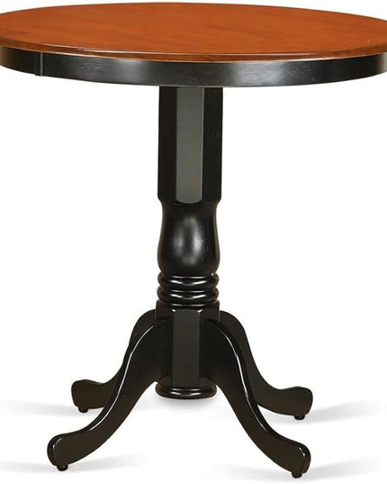 East West Furniture JAFA3-BLK-W 3 Piece Kitchen Counter Set for Small Spaces Contains a Round Dining Room Table with Pedestal and 2 Dining Chairs, 36x36 Inch, Black & Cherry - LeafyLoom
