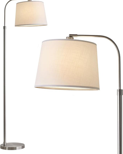 Oneach 62" Silver Floor Lamp for Living Rooms Tall Arc Standing Lamps for Bedrooms Industrial Corner Nursery Girls Kid Vintage Mid-Century Modern Reading Light Office Antique Brass Shade Lantern - LeafyLoom