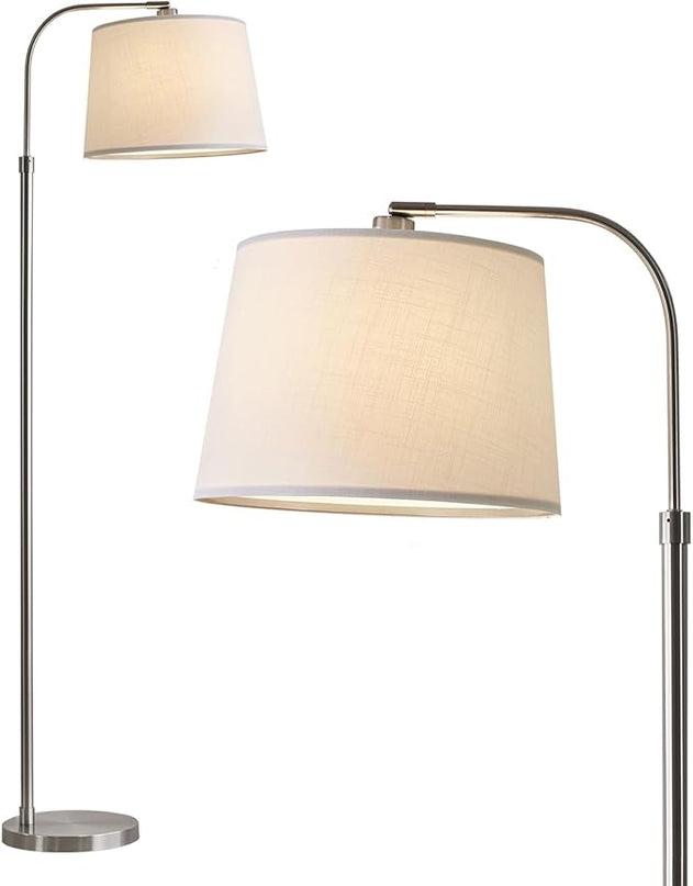 Oneach 62" Silver Floor Lamp for Living Rooms Tall Arc Standing Lamps for Bedrooms Industrial Corner Nursery Girls Kid Vintage Mid-Century Modern Reading Light Office Antique Brass Shade Lantern - LeafyLoom