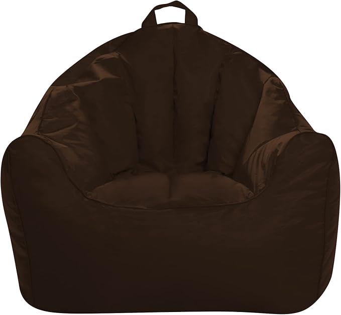 Posh Creations Structured Comfy Bean Bag Chair for Gaming, Reading, and Watching TV, Malibu Lounge, Microsuede - Chocolate - LeafyLoom