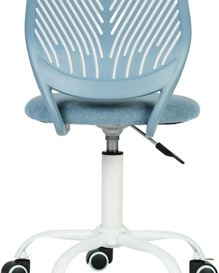 FurnitureR Writing Task Chair for Teens Boys Girls 360 Rolling Wheels Fabric Soft Pad Seat Breathable Backrest, Height Adjustable Liftup 29.5"-34.3",Blue Fabric - LeafyLoom