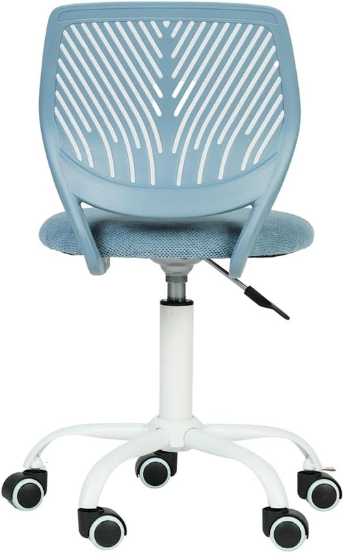 FurnitureR Writing Task Chair for Teens Boys Girls 360 Rolling Wheels Fabric Soft Pad Seat Breathable Backrest, Height Adjustable Liftup 29.5"-34.3",Blue Fabric - LeafyLoom