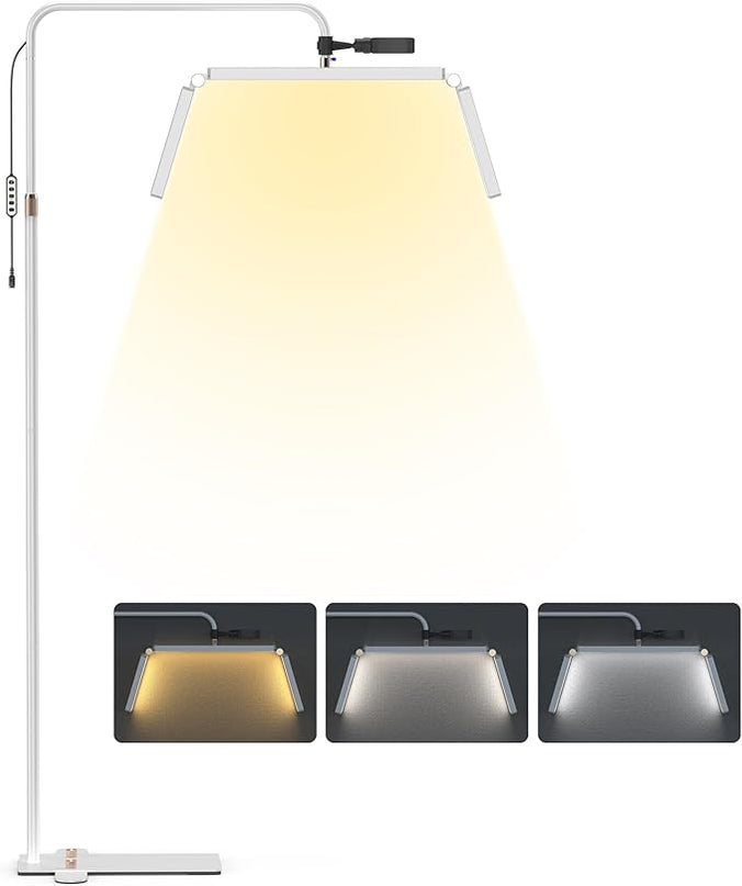 cenoz Lash Light for Eyelash Extensions, 36" Esthetician Light, Half Moon Light, Dual Arm LED Tattoo Light, Adjustable Floor LED Lamps for Makeup, Photography, Selfie, Video Recording(White) - LeafyLoom