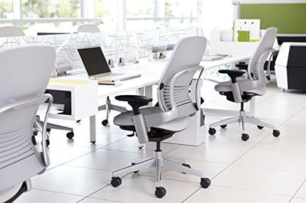 Steelcase Leap Office Chair, Black Frame and Buzz2 Sable Fabric - LeafyLoom