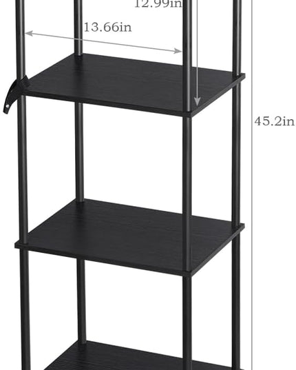 melos 4 Tier Bookshelf, Classically Tall Bookcase Shelf Storage Organizer, Modern Book Shelf for Bedroom, Living Room and Home Office, Black - LeafyLoom