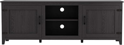 NicBex TV Stand for 60 Inch TV TV Console Table with 2 Doors and 4 Open Storage Compartments Cabinet for TV Box,Entertainment Center with Storage for Living Room,Bedroom,70.08 Inch,Black - LeafyLoom