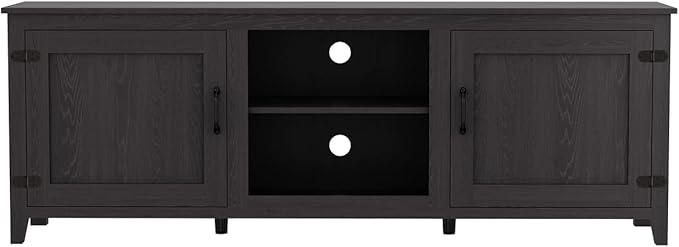 NicBex TV Stand for 60 Inch TV TV Console Table with 2 Doors and 4 Open Storage Compartments Cabinet for TV Box,Entertainment Center with Storage for Living Room,Bedroom,70.08 Inch,Black - LeafyLoom