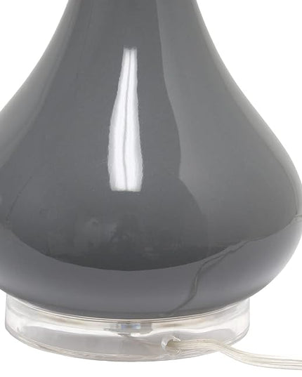 Elegant Designs LT3312-GRY Ceramic Genie Tear Drop Shaped Glossy Table Lamp, Gray - LeafyLoom
