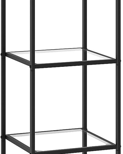 5-Tier Bookshelf,Metal Bookcase,Tempered Glass Shelves,Storage Rack Shelf for Home Office,Living Room,Bedroom, Bathroom,Modern Style, Black - LeafyLoom