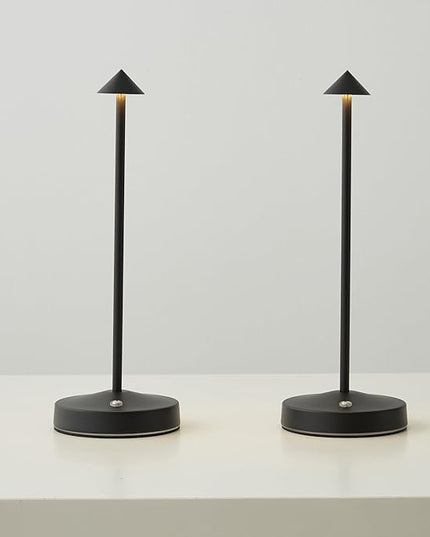 2 PACK Cordless Lamps,Battery Rechargeable Table Lamp,Portable Lamps,2 Level Brightness Dimmable Night Light,Minimalist Design, Cordless Table Lamps for Living Room/Restaurant/Couple Dinner(Black) - LeafyLoom