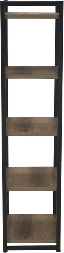 Household Essentials 5 Tier Storage Tower Metal, Grey Shelf – Black Frame, Ashwood - LeafyLoom