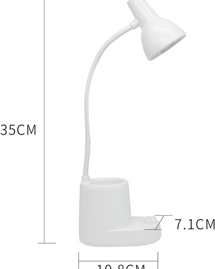 Desk Lamps for Home Office,White Desk lamp,kids battery lamps for tables,Cute pen holder for desk,360° Rotating Hose,Adjust The Angle of Light Source at Will,Kids Lamps for bedrooms Girls,Small Lamps - LeafyLoom