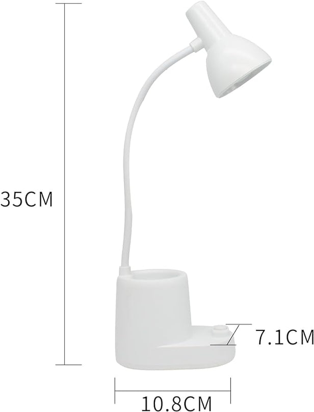Desk Lamps for Home Office,White Desk lamp,kids battery lamps for tables,Cute pen holder for desk,360° Rotating Hose,Adjust The Angle of Light Source at Will,Kids Lamps for bedrooms Girls,Small Lamps - LeafyLoom