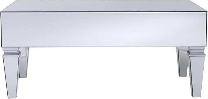 SEI Furniture Darien Contemporary Mirrored Rectangular, Rectangle Coffee Table, Silver - LeafyLoom
