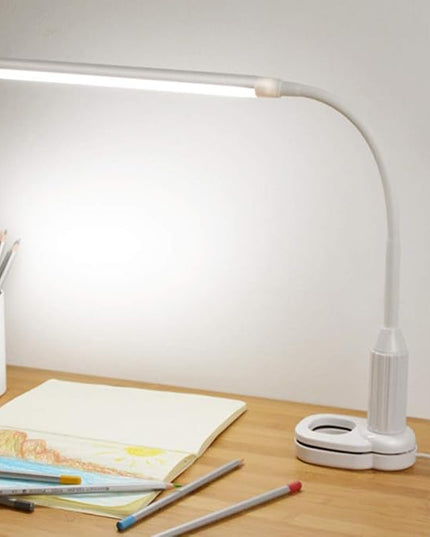 LED Desk Lamp, Clamp on Desk Light, Eye-Caring Gooseneck Clip on Light, 3 Color Modes, Stepless Dimming - Highly Adjustable Clamp Task Lamp/Table Lamp for Reading, Sewing, Drafting, Office - LeafyLoom