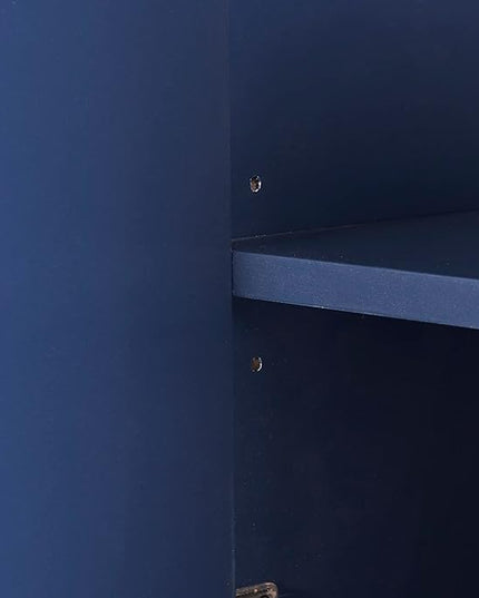 Sideboard Buffet Cabinet with Large Storage Space,Modern Particle Board Kitchen Console Table,W/ 4 Doors and Gold Metal Legs,Dining Room,Entryway,Navy, 47.2" - LeafyLoom