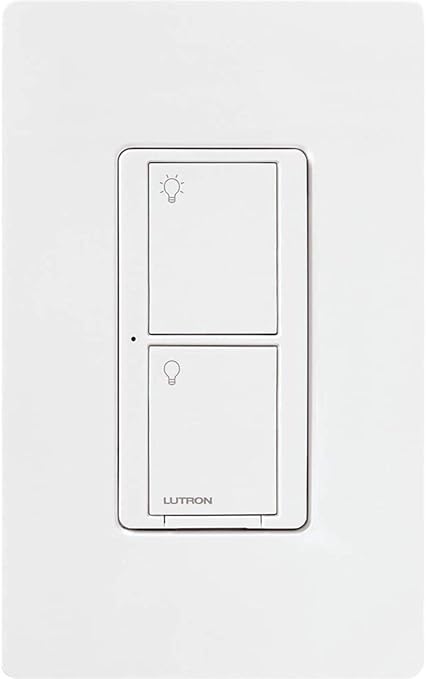 Lutron Caseta Original Smart Switch with Wallplate (Lutron Smart Hub Required), for LED Lights and Fans, 5 Amp, Single-Pole/3Way, Neutral Required, PDW-5ANS-WH-A, White Lutron