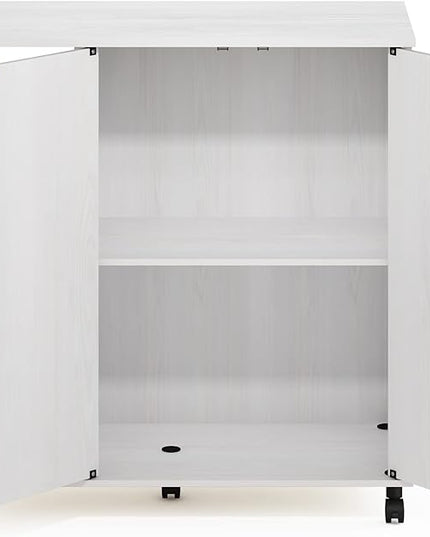 Furinno Helena Utility Kitchen Island and Storage Cart on Wheels, 3-Tier, Stainless Steel Tubes, White Oak/Chrome - LeafyLoom