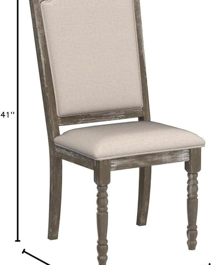 Roundhill Furniture Ferran Wood Pedestal Dining Chair, Reclaimed Gray Set of 2 - LeafyLoom