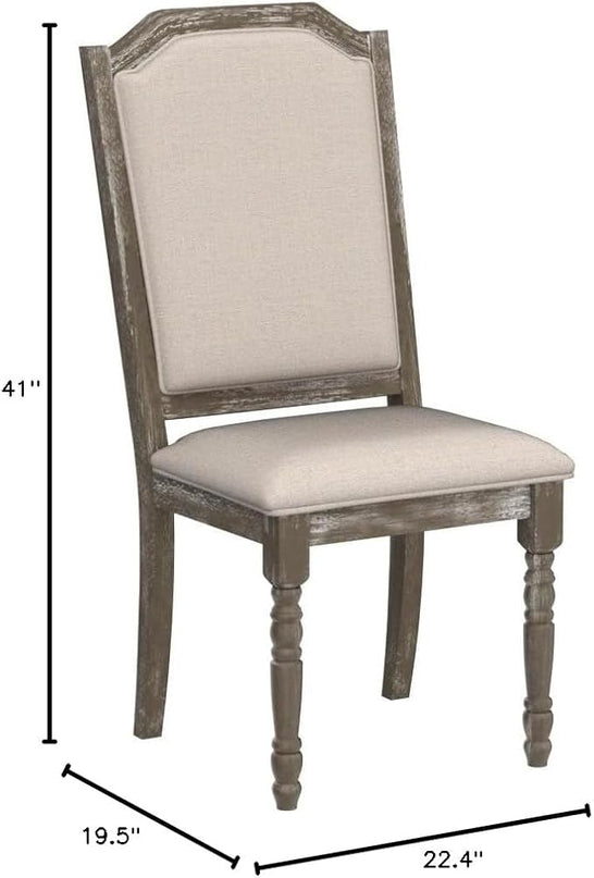 Roundhill Furniture Ferran Wood Pedestal Dining Chair, Reclaimed Gray Set of 2 - LeafyLoom