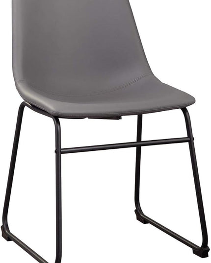 Signature Design by Ashley Centiar Urban Industrial 19" Faux Leather Bucket Dining Chair, 2 Count, Gray - LeafyLoom