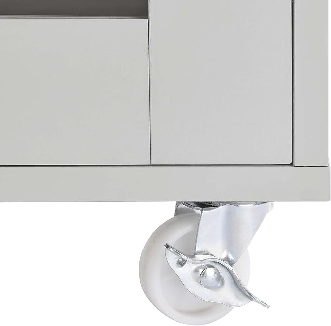Modway Culinary Rolling Kitchen Cart with Storage in Light Gray Natural - 3 Tiers Kitchen Island on Wheels with Towel Bar, Functional as a Coffee Station, Bar Cabinet or Butcher Block Island - LeafyLoom