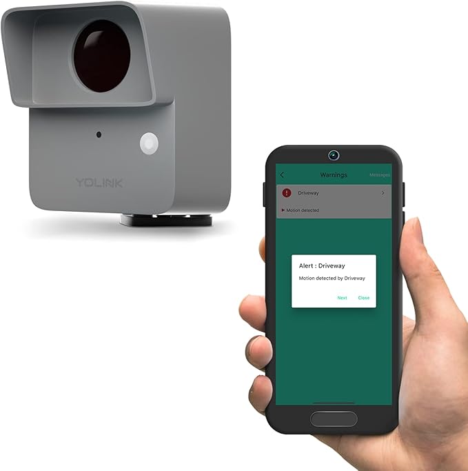 YoLink LoRa Smart Outdoor Motion Detector Sensor, Driveway Alert, Property Invasion/Tresspassing Detector, 1/4 Mile Open Air Range, Email/SMS/Push Alerts, Alexa, IFTTT, Home Assistant (Hub Required) YoLink