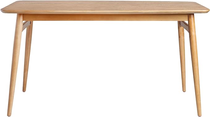 Walker Edison Mid-Century Modern Solid Wood Tapered-Leg Dining Table, 59 Inch, English Ash - LeafyLoom