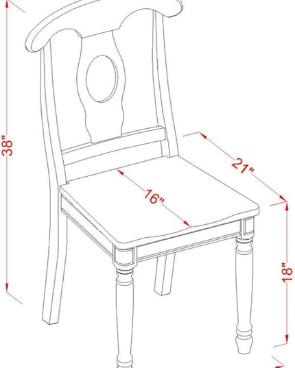 East West Furniture KEC-BLK-W Kenley Kitchen Dining Chairs - Napoleon Back Solid Wood Seat Chairs, Set of 2, Black & Cherry - LeafyLoom