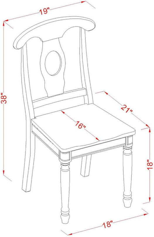 East West Furniture KEC-WHI-W Kenley Kitchen Dining Chairs - Napoleon Back Wood Seat Chairs, Set of 2, Buttermilk & Cherry - LeafyLoom