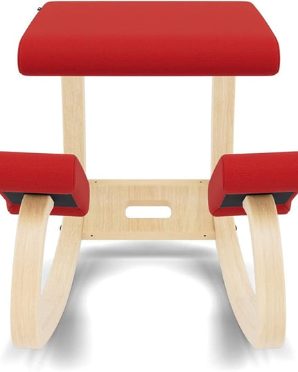 Varier Variable Balans Original Kneeling Chair Designed by Peter Opsvik (Red Revive Fabric with Natural Ash Base) - LeafyLoom