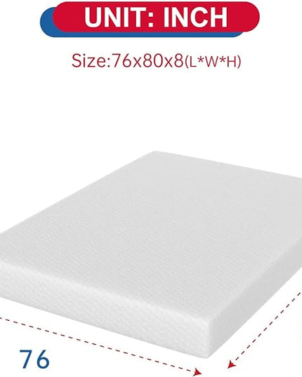 FDW 8 Inch King Mattress Gel Memory Foam Mattress for Cool Sleep & Pressure Relief, Medium Firm Mattresses CertiPUR-US Certified/Bed-in-a-Box/Pressure Relieving （8 inch, King） - LeafyLoom