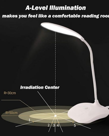 LED Table Lamp,Portable Eye-Protected Flexible Gooseneck Small Desk Lights for Dorm Study Office Bedroom-USB or 3 AA Batteries Powered -Not Include Batteries(1 Pack) - LeafyLoom