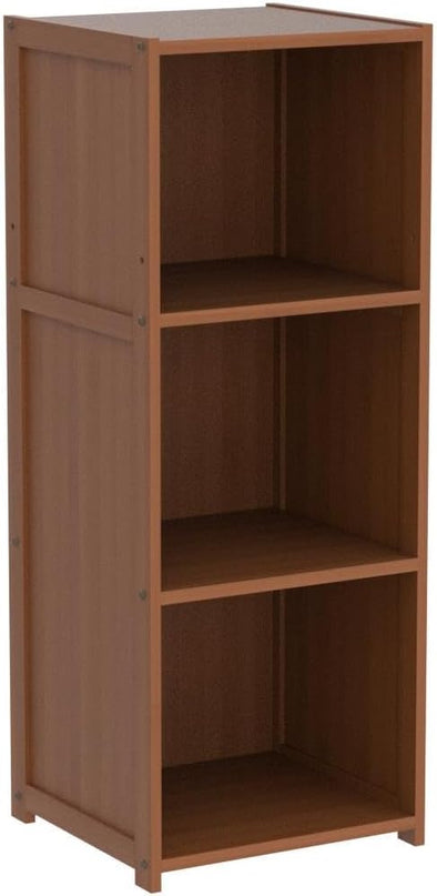 MoNiBloom Narrow Bookcase Bamboo 3 Tier Free Standing Tall Bookshelf Display Storage Shelves Space Saver for Home Living Room Study Room, Brown - LeafyLoom