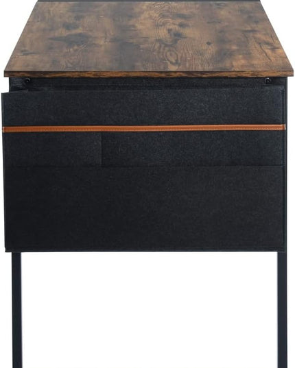 47 inch Study Storage Bag Space Saving for Home Office, Modern Simple Style PC Metal Frame Computer Desk, Writing Table, Brown, Black - LeafyLoom