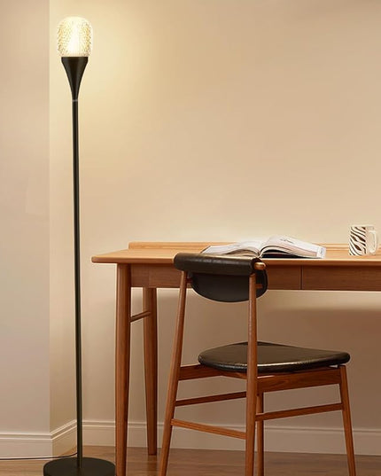Modern Globe Floor Lamp, Minimalist Room Decor Standing Lamp, Dimmable LED Tall Floor Light for Living Room, Bedroom Decor, Full Range Dimming, Adjustable Color Temperature 3000K-6000K - Matte Black - LeafyLoom