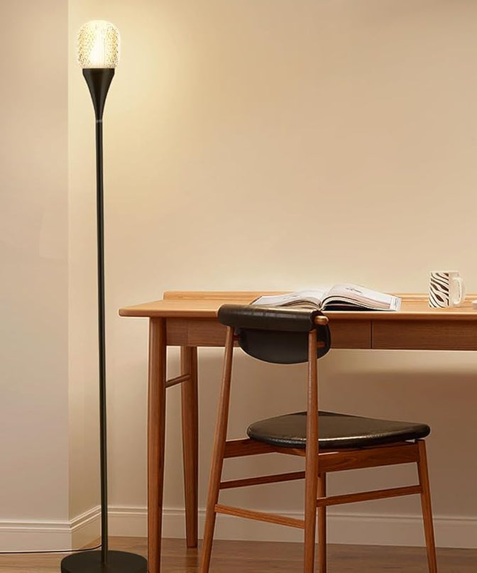Modern Globe Floor Lamp, Minimalist Room Decor Standing Lamp, Dimmable LED Tall Floor Light for Living Room, Bedroom Decor, Full Range Dimming, Adjustable Color Temperature 3000K-6000K - Matte Black - LeafyLoom