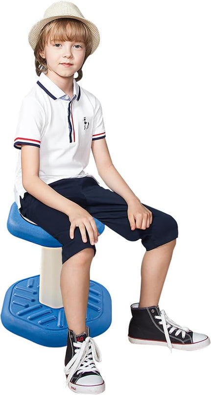 Active Chairs Kids Preschool Wobble Stool - Alternative Flexible Seating Balance Wiggle Stool for Classroom,Preschool,Kindergarten&Elementary School,Active Sensory Chairs,Ages3-8,Blue(14in) - LeafyLoom