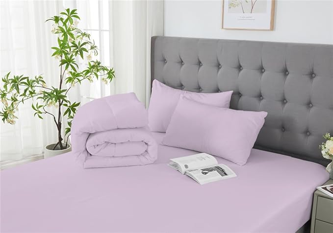 3 Piece Solid Color All Season Bedding Comforter Set Microfiber Soft Lightweight Bedding Set for Kids Teens Adults Room Decor with 1 Comforter and 2 Pillowcases King - LeafyLoom
