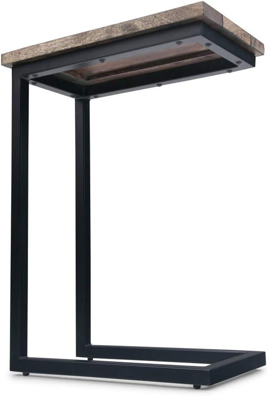 SIMPLIHOME Skyler Solid Mango Wood and Metal 18 inch wide Rectangle End Table C Side Table in Beach Brown, Fully Assembled, for the Living Room and Bedroom - LeafyLoom